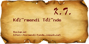 Körmendi Tünde névjegykártya