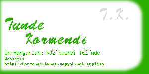 tunde kormendi business card